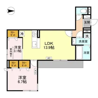 D-ROOM東花園【1階】の間取り