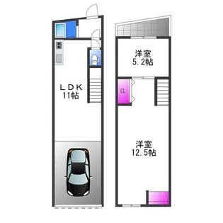 大阪府東大阪市大蓮東4丁目【テラスハウス】の間取り