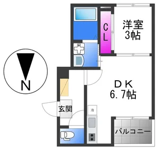 ハーモニーテラス巽西【3階】の間取り