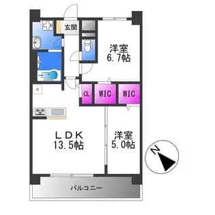 ディエスベアティ久宝寺口【4階】の間取り