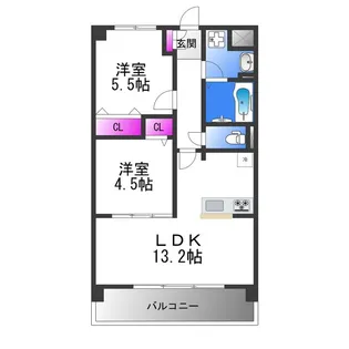 ディエスベアティ久宝寺口【4階】の間取り