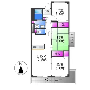 レシェンテ オクノ【7階】の間取り