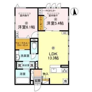 スプランデュール高井田【1階】の間取り