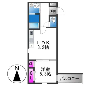 フジパレス花園中央公園南Ⅱ番館【2階】の間取り