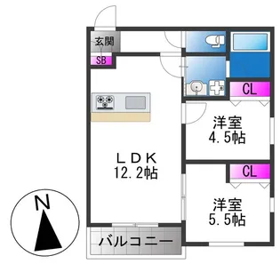 Grace下六万寺町【1階】の間取り