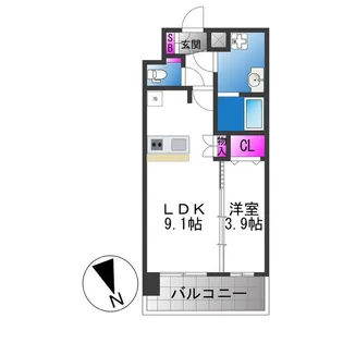 アドバンス大阪クラージュ【9階】の間取り