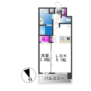 アドバンス大阪クラージュ【8階】の間取り