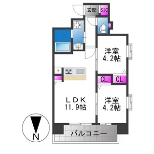 スプランディッド玉造【7階】の間取り