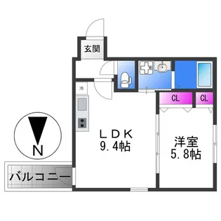 フジパレス瓜生堂Ⅲ番館【1階】の間取り