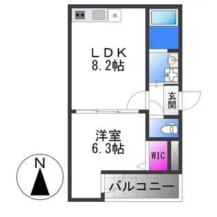 フジパレス瓜生堂Ⅲ番館【2階】の間取り