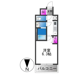 ファステート東大阪アダマス【9階】の間取り