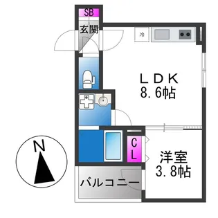 サフィール ロジェ大阪城公園【2階】の間取り