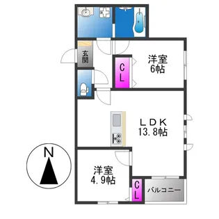 リアノーラ平野WEST【3階】の間取り