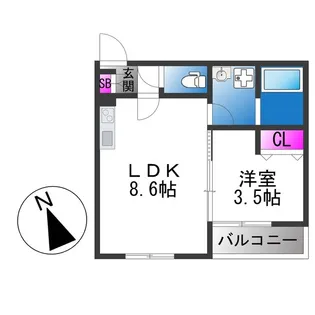 Le Blanc 南巽 Terrace【2階】の間取り