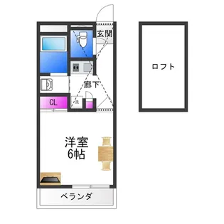 レオパレスなでしこ荘【3階】の間取り