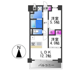 ヴィルヌーブエスケーエイチ【3階】の間取り