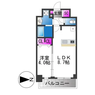 プレリス北巽駅前ラバルス【4階】の間取り