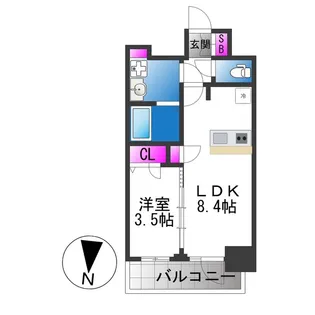 プレリス大阪今里サヴィア【13階】の間取り