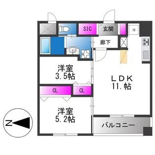 サンブライト今里【5階】の間取り