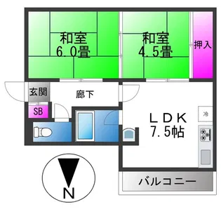 D2ハウス若江岩田【3階】の間取り