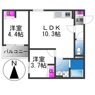 D porta Damray【2階】の間取り
