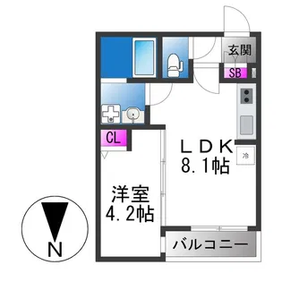 REGIES近大NORTH【1階】の間取り