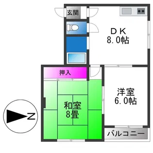 ジョイフリー富士【6階】の間取り