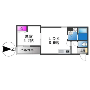 badge nagata Ⅰ【2階】の間取り