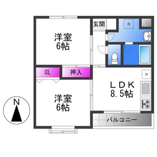 ロワゾーブルー平野【2階】の間取り