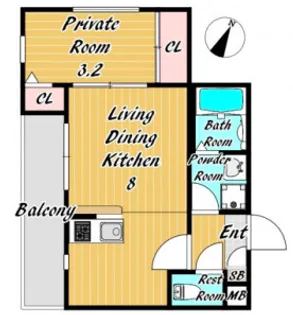 エハコ日暮通【301号室】の間取り