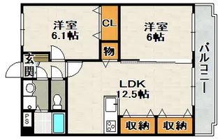 サンボナール・コート【②⑤号室(302)号室】の間取り