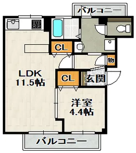 ビューテラス売布(View Terrace 売布)【③⑥号室(203)号室】の間取り