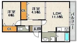 レシェンテ安倉【207号室】の間取り