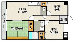 ベルコート鴻池【206号室】の間取り