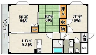 甚樹園マンション壱番館【1階】の間取り