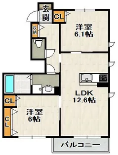 シャーメゾン雲雀丘【101号室】の間取り