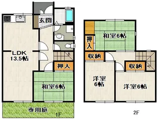 兵庫県宝塚市山本中3丁目【テラスハウス】の間取り