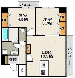 CRYSTA荒牧【4階】の間取り