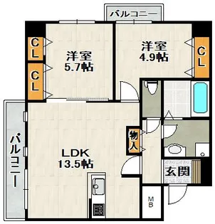 CRYSTA荒牧【3階】の間取り