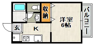 東ハイツ宝塚【中部屋(205)号室】の間取り