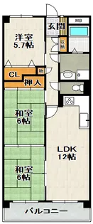 ボヌールソシア【4階】の間取り