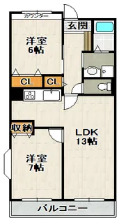 グリーンコート西田【206号室】の間取り
