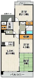 ライオンズマンション宝塚売布【2階】の間取り