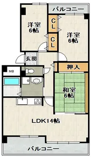 カーサ・ドゥ・テソロ【3階】の間取り