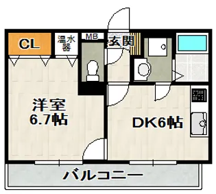 アスライフ宝塚山本ガーデン【101号室】の間取り