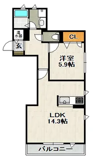 1LDKの間取り画像