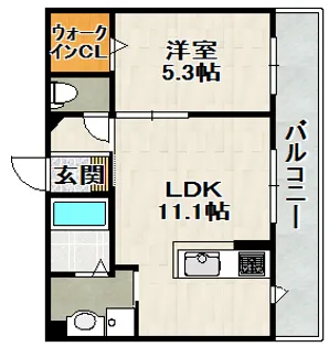 シャーメゾン口谷【⑥号室(106)号室】の間取り