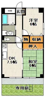 クレセントハイツ今里【102号室】の間取り