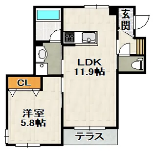 BELLE CE DOMANI 宝塚1番館【102号室】の間取り