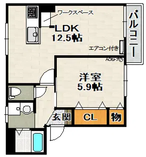 バーゴラウンドハイツ【B102号室】の間取り